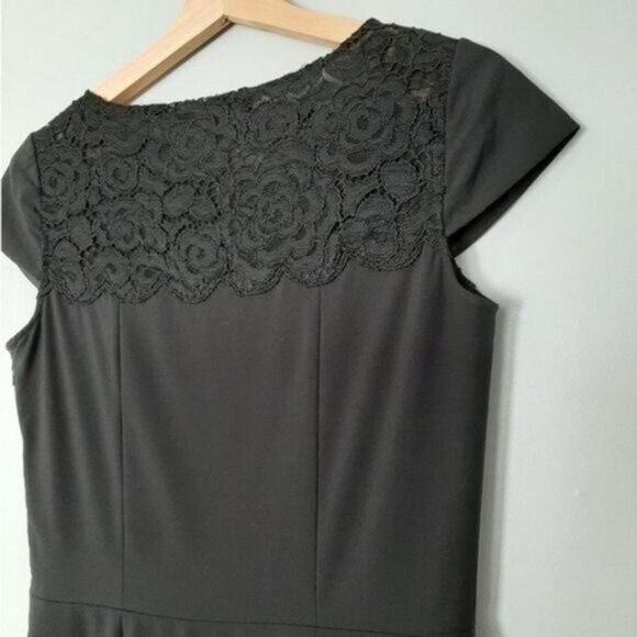 CYNTHIA STEFFE \ Wool Blend LBD Sheath Dress Lace Detail Black Sz 4 - Picture 12 of 15